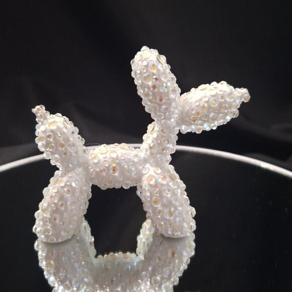 White Bedazzled Balloon Dog Statuette, Unique Gift, Home Decor, Bling Dog - Picture 5 of 9